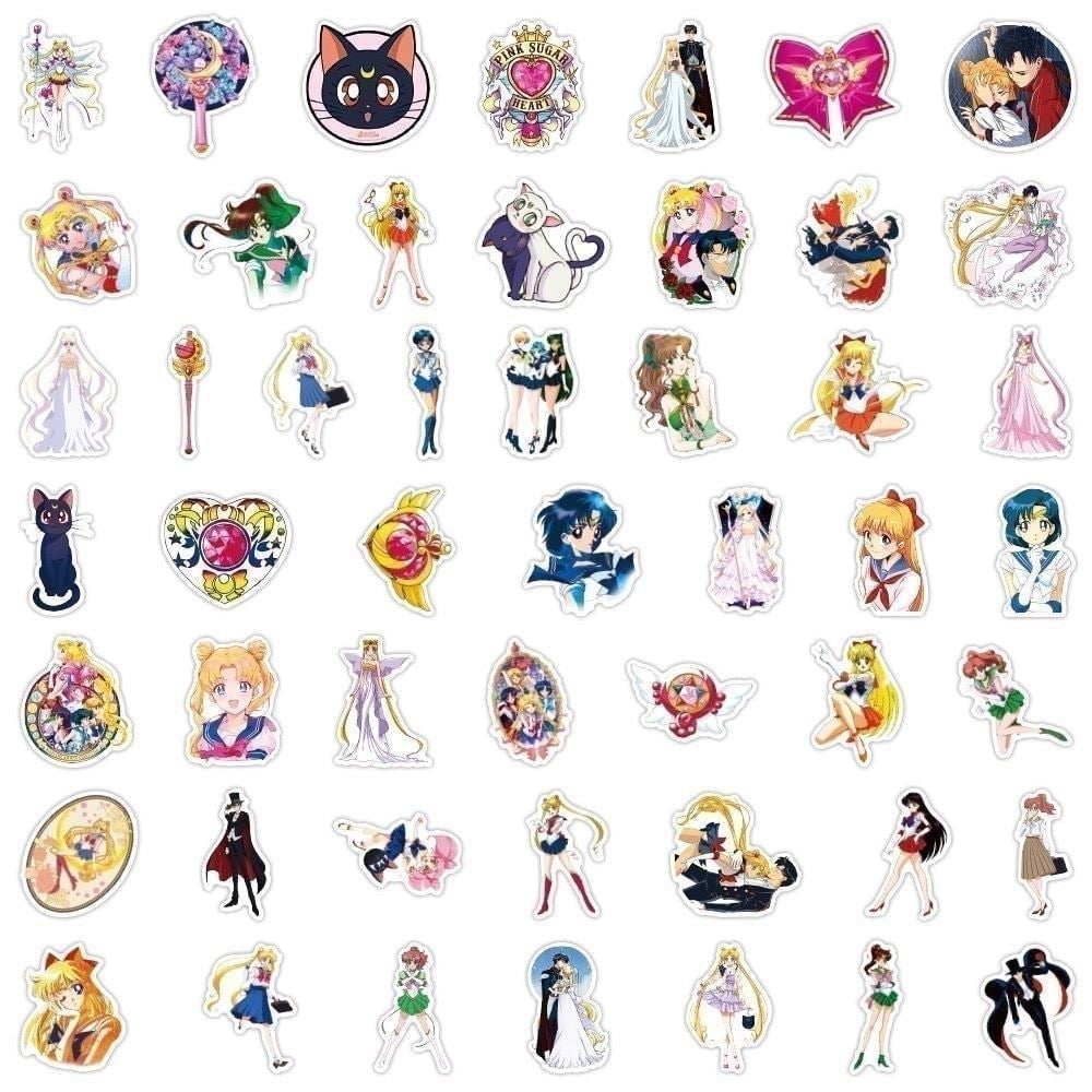 50 Pcs Sailor Moon Princess Luna Anime Aesthetic Stickers for Bottles Girls A19S