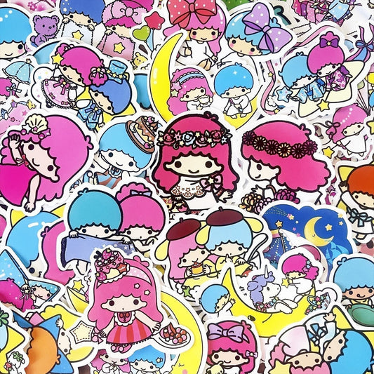 50 Pcs Little Twin Star Sanrio Cute Cartoon Character Stickers Kid Girl Mug A23S