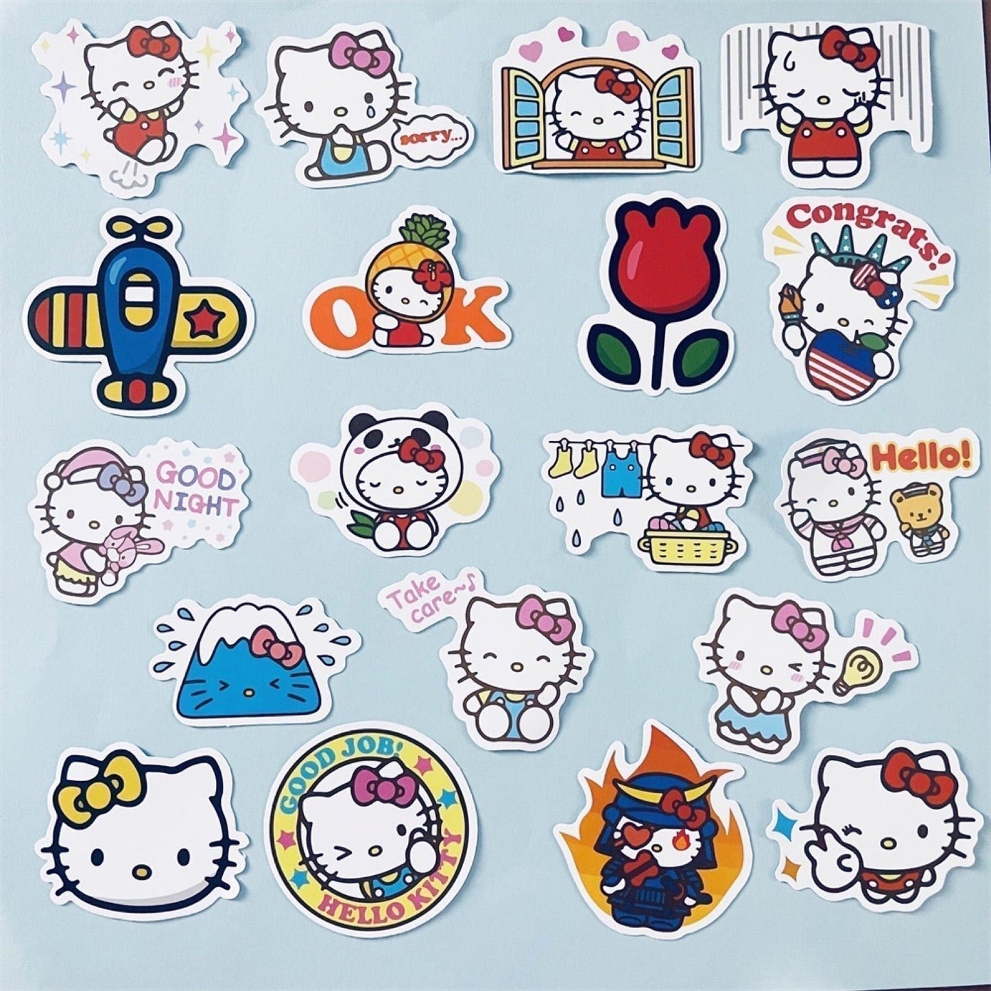 100 Pcs Hello Kitty Vinyl Waterproof Stickers for Laptop Cartoon Pink Girls A04L