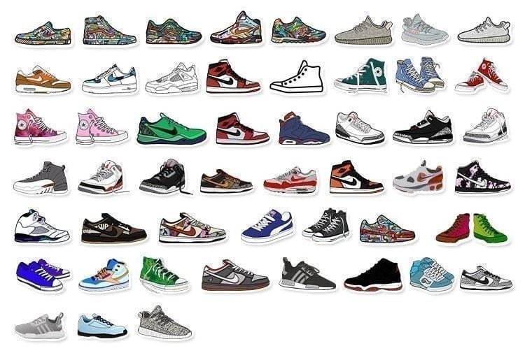 50 PCs Nike Air Force Jordan Sneakers Shoes Stickers for Laptop Skateboard B18S