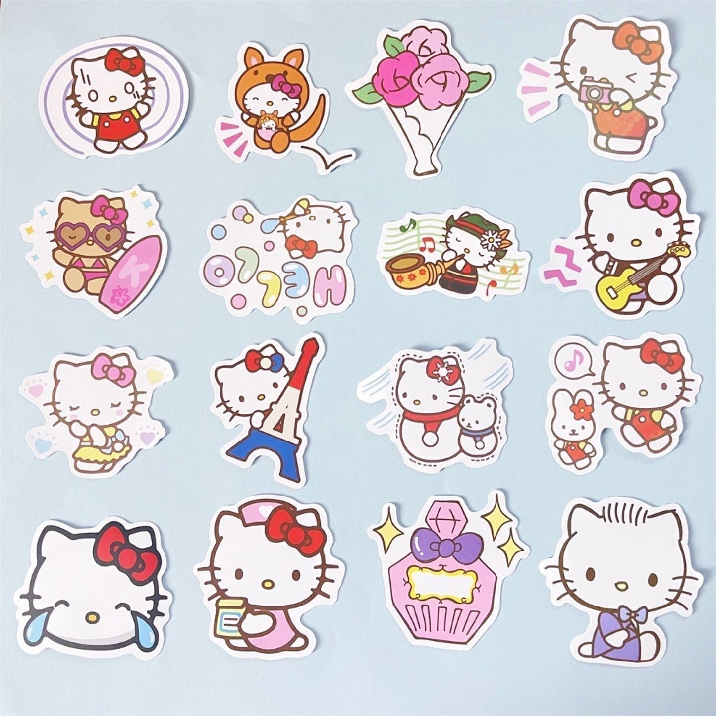 100 Pcs Hello Kitty Vinyl Waterproof Stickers for Laptop Cartoon Pink Girls A04L