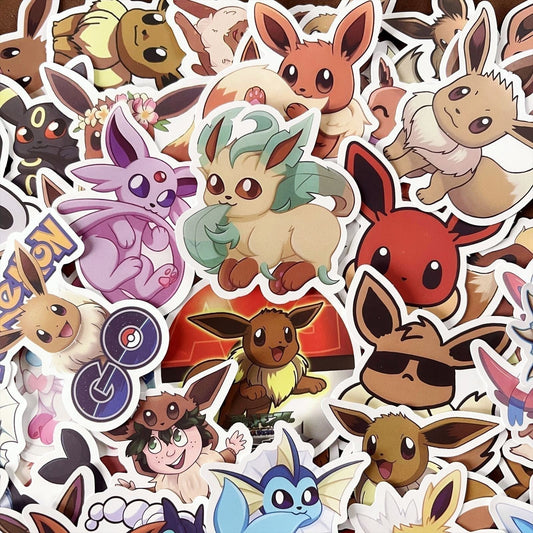 50 Pcs Eevee Pokémon Pocket Monsters Stickers Nintendo Games for Laptop Mug A24S