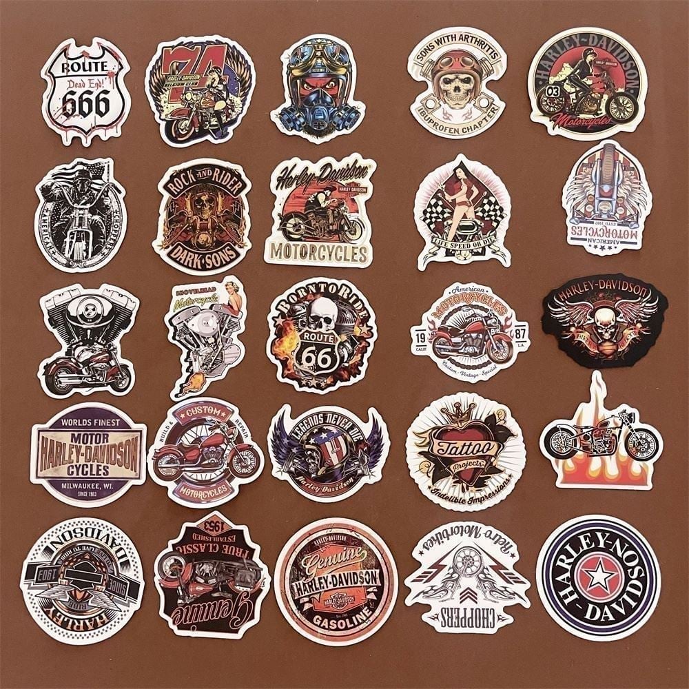 100 Pcs (prtl dupes) Harley-Davidson Motorcycle Vinyl Stickers for Laptop A01L