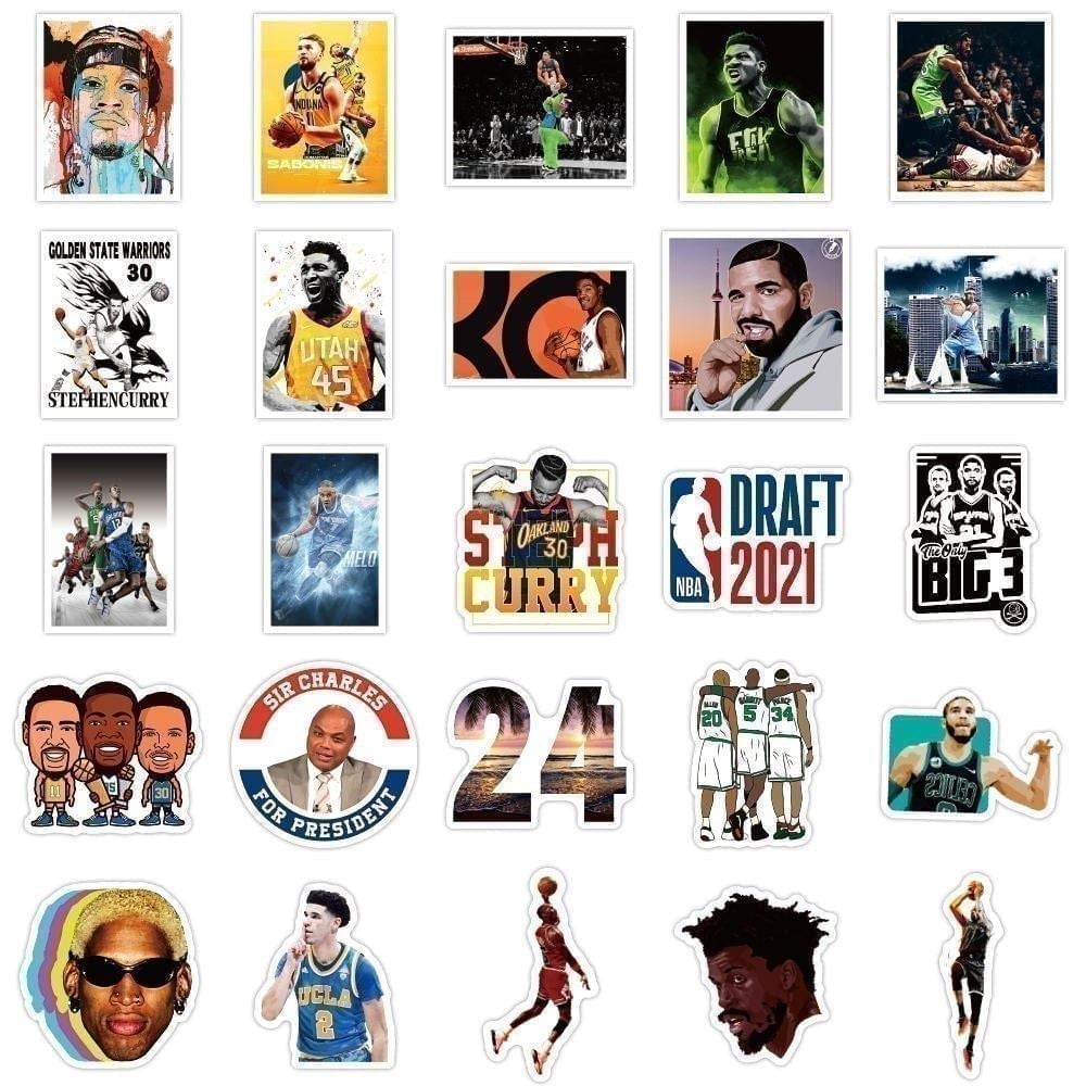 50 Pcs NBA Player MVP All Star Sticker for Bottle Laptop Teen Atheist Decal B16S