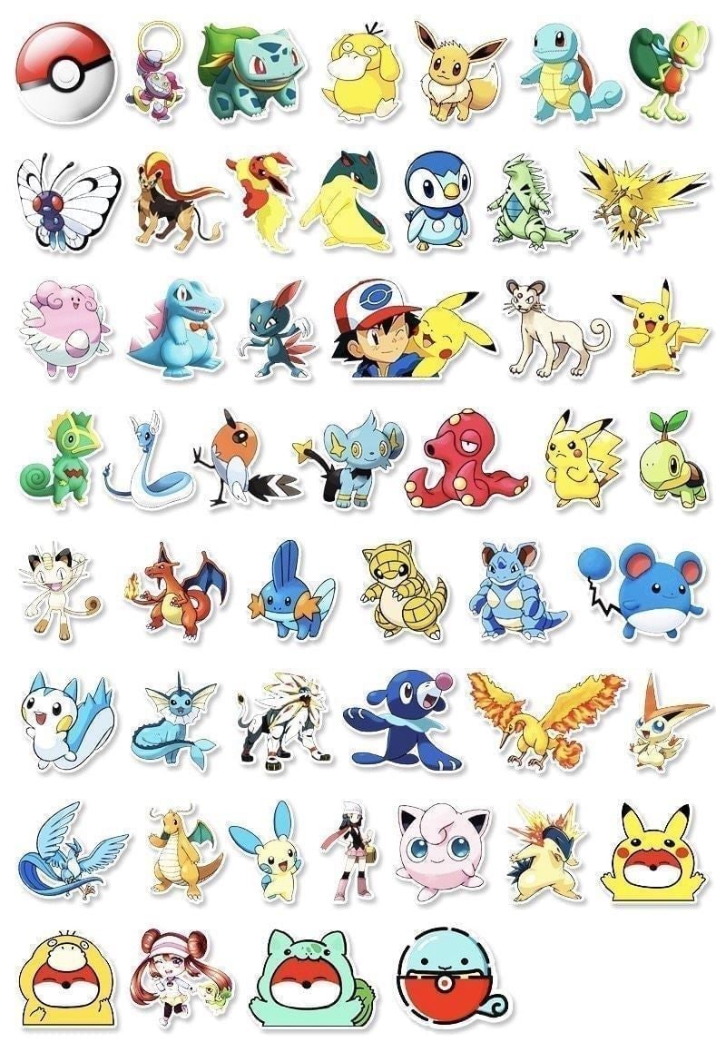 50 Pcs Pokémon Pikachu Pocket Monsters Stickers Nintendo Games for Laptop A12S