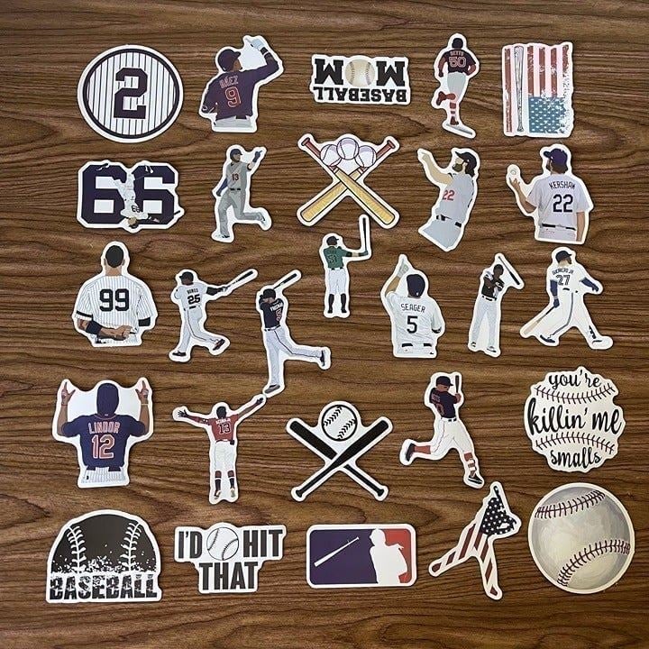 50 pcs Baseball Sports Waterproof Stickers Pack Lot for Bottle Mug Gift B14S