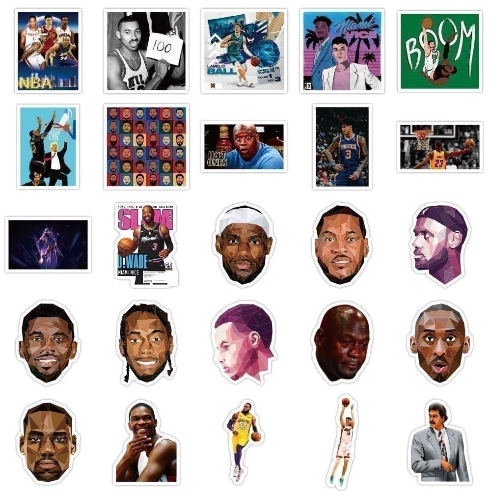 50 Pcs NBA Player MVP All Star Sticker for Bottle Laptop Teen Atheist Decal B17S