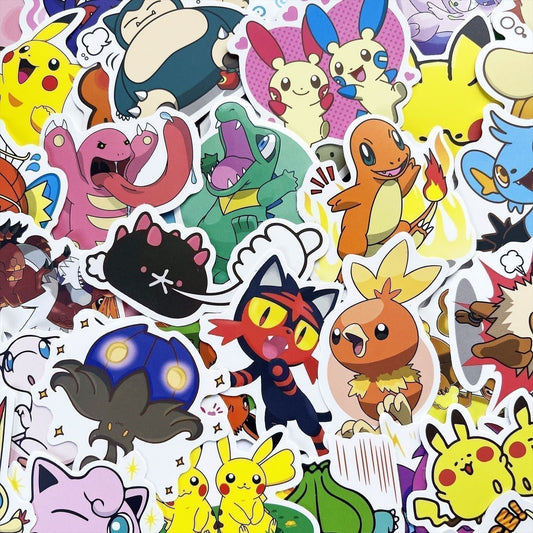 50 Pcs Pokémon Pikachu Pocket Monsters Stickers Nintendo Games for Laptop A17S