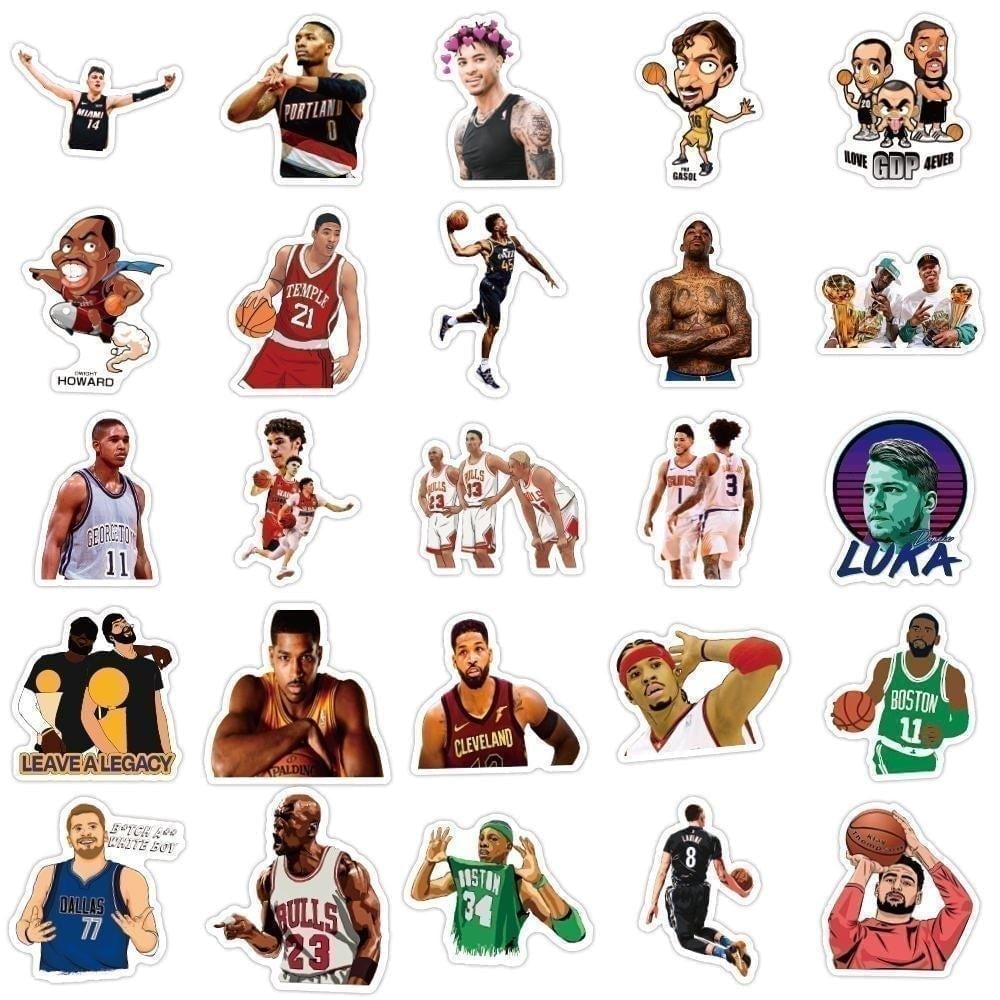 50 Pcs NBA Player MVP All Star Sticker for Bottle Laptop Teen Atheist Decal B17S