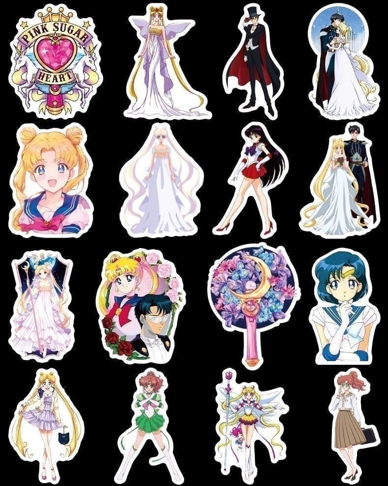 50 Pcs Sailor Moon Princess Luna Anime Aesthetic Stickers for Bottles Girls A19S