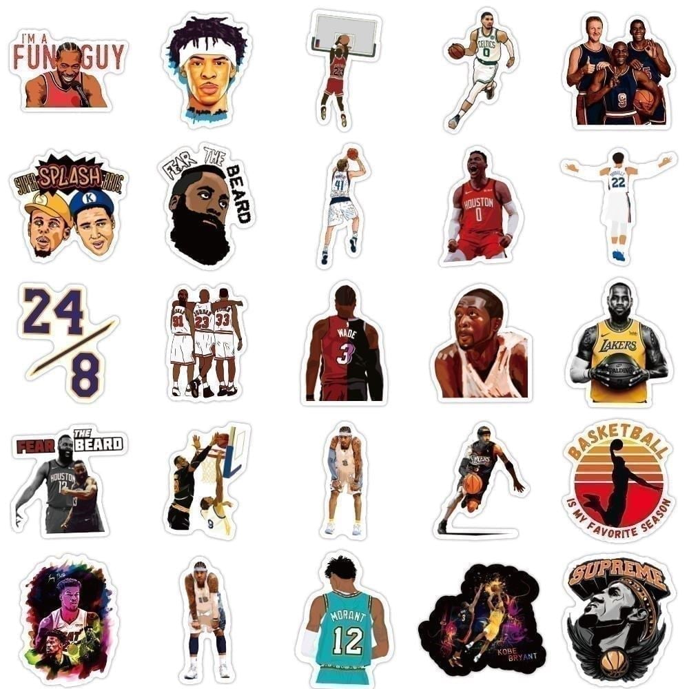 50 Pcs NBA Player MVP All Star Sticker for Bottle Laptop Teen Atheist Decal B16S